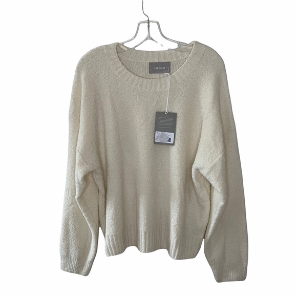 Everlane Sweaters - NWT Everlane Buttermilk Teddy Wool Blend Crew Neck Ivory Sweater XL